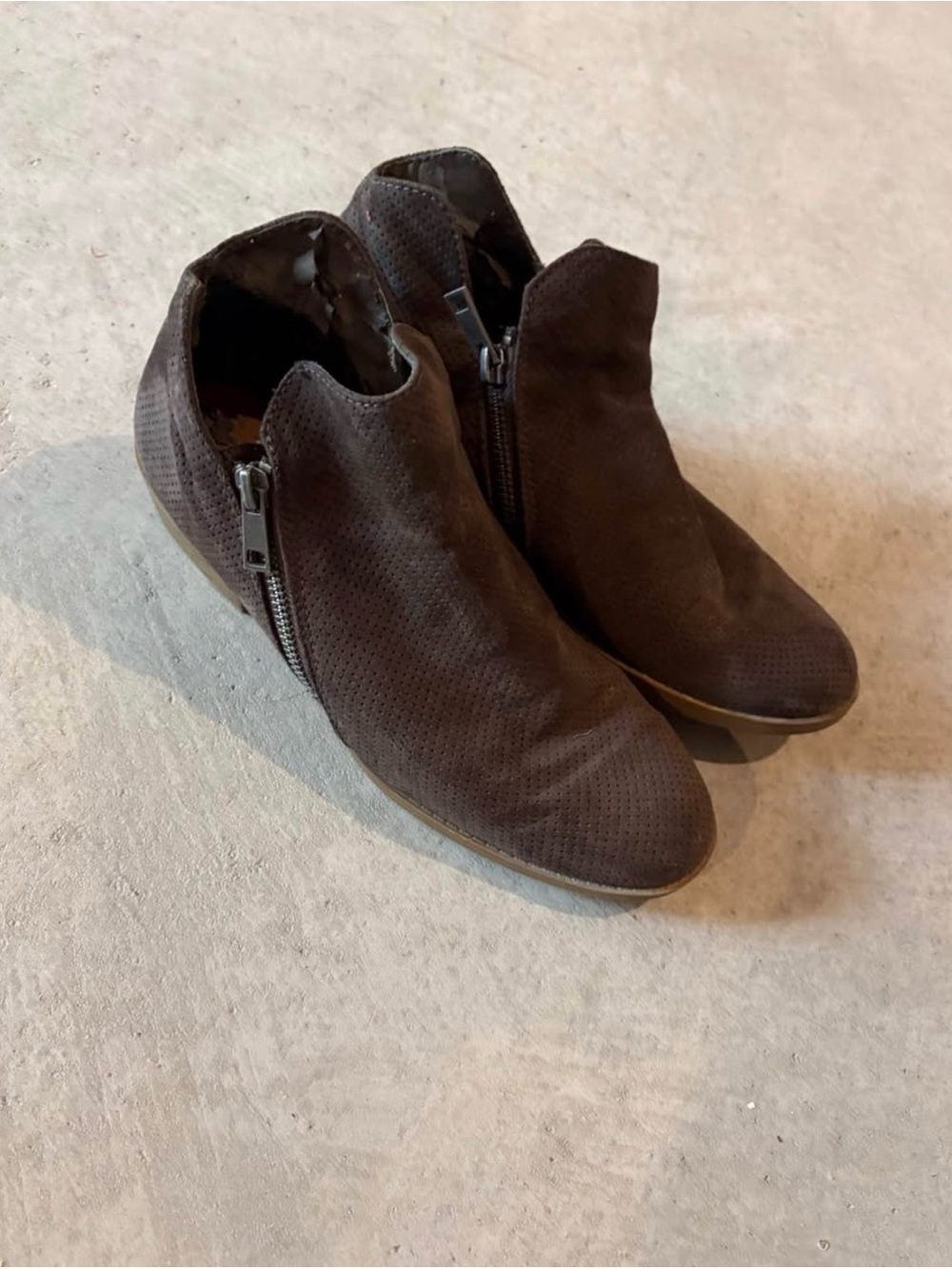Women's Dark Brown Suede Ankle Zip Shoes